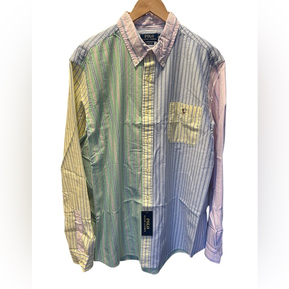 NWT POLO RALPH LAUREN Men Long Sleeve Multi Color Striped Button Oxford XXL $138 - Picture 2 of 13